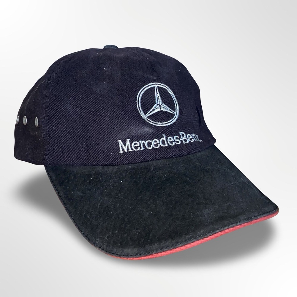 Mercedes-Benz Logo Adjustable Strapback Hat Cap Black Red Embroidered OSFA